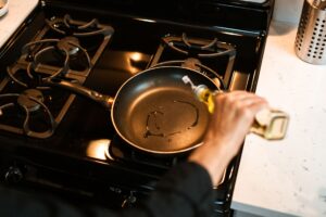 nonstick frying pan kitchen stove